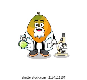 Mascot of papaya fruit as a scientist , character design