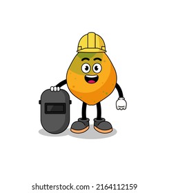 Mascot of papaya fruit as a welder , character design