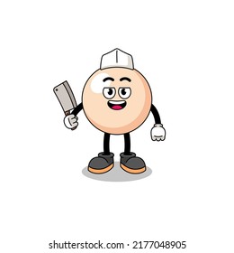Mascot of pearl as a butcher , character design