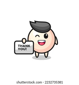 the mascot of the pearl holding a banner that says thank you , cute style design for t shirt, sticker, logo element