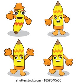 mascot pencil bundle illustration with eps 10 vector