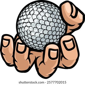 A mascot person hand or fist holding a golf ball