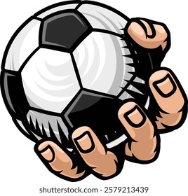 Mascot Person Hand Holding Soccer Football Ball