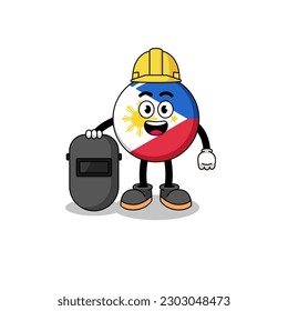 Mascot of philippines flag as a welder , character design