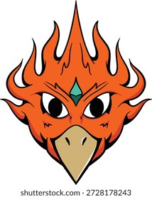 Mascota Phoenix ilustración de personaje con pelo de fuego con fondo aislado