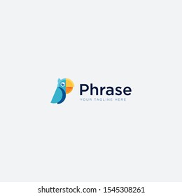 mascot phrase logo design with parrot bird