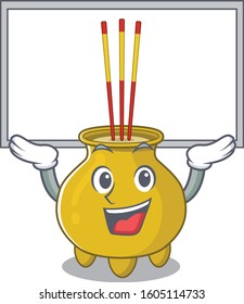 A mascot picture of chinese incense raised up board