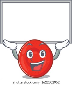 A Mascot Picture Of Erythrocyte Cell Raised Up Board