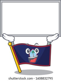 A mascot picture of flag guam raised up board