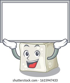 A Mascot Picture Of Sugar Cube Raised Up Board