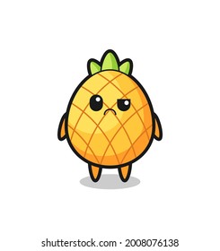 the mascot of the pineapple with sceptical face , cute style design for t shirt, sticker, logo element
