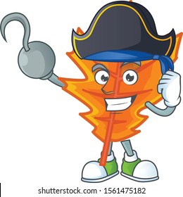 Mascot a pirate in the cartoon orange autumn leaves
