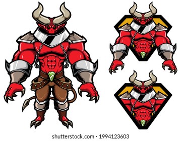 Mascot of a powerful red fantasy demon in 3 versions.