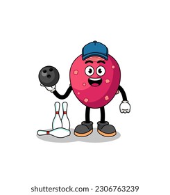 Mascot of prickly pear as a bowling player , character design