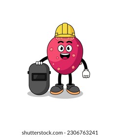 Mascot of prickly pear as a welder , character design