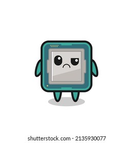 the mascot of the processor with sceptical face , cute style design for t shirt, sticker, logo element