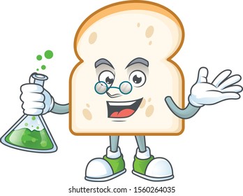 Mascot professor in the slice white bread