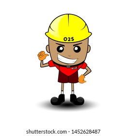 mascot with a project hat, foreman. vector, illustration isolated on white background