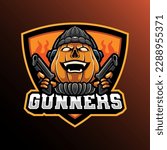 Mascot of pumpkin gunners that is suitable for e-sport gaming logo template
