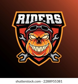 Mascot of pumpkin riders that is suitable for e-sport gaming logo template
