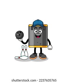 Mascota de la bolsa de punching como jugador de bowling , diseño de carácter