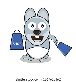 
mascot rabbit goes shopping vector illustration eps 10