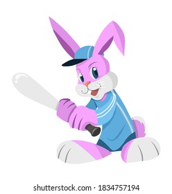 mascot of rabbit playing baseball vector