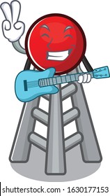 A mascot of radio tower performance with guitar