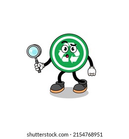 Mascot of recycle sign searching , character design
