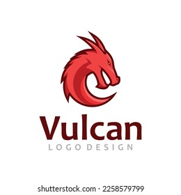 mascot Red Dragon logo silhouette vector of mythology animal fantasy symbol, isolated on white background.