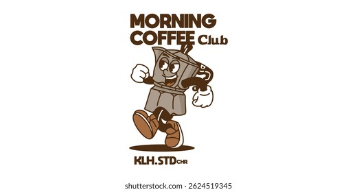 mascot retro coffee shop vector illustration logo icon