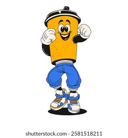 Mascot of a retro-style cafe. Vector illustration on an isolated background.