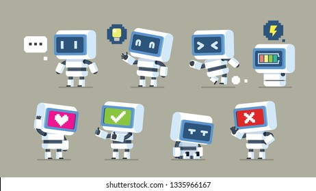 mascot robot cube emotion basic action