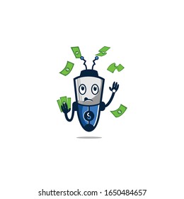 MASCOT ROBOT MONEY DOLLAR - Vector illustration, EPS10.
