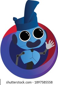 a mascot robot with a typical Malay hat