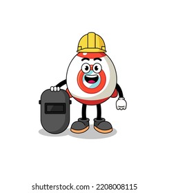Mascot of rocket as a welder , character design