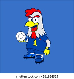 Mascot Rooster French National Team. The Blues