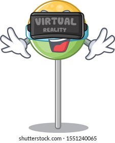 mascot round lollipop with character virtual reality