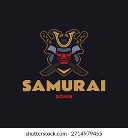 Mascota Samurai Plantilla de diseño de logotipo