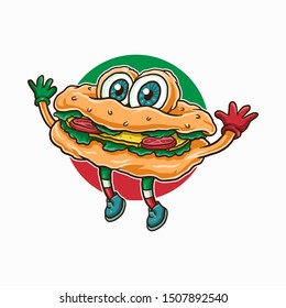 Mascot sandwiches illustration using a hand drawing style
continued with digital coloring, this is a combination of hand drawing style and digital color