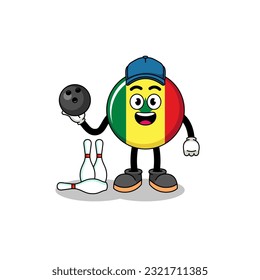 Mascot of senegal flag as a bowling player , character design