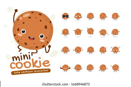 Mascot Set of the mini cookie. Twenty Mascot poses. Isolated Vector Illustration