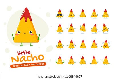 Mascot Set of the Nacho. Twenty Mascot poses. Isolated Vector Illustration