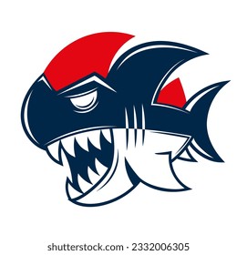 mascot shark electronic sport game vector logo design template