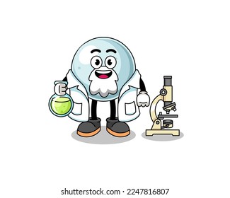 Mascot of silver ball as a scientist , character design
