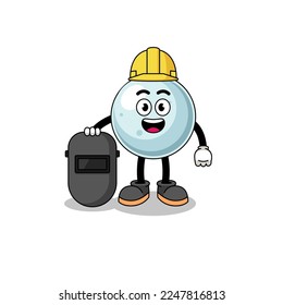Mascot of silver ball as a welder , character design