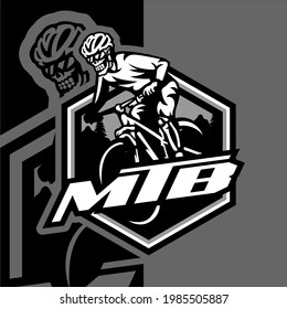 Mascot Skull Driving Mountain Bike