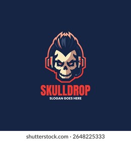 Mascot Skull Drop Logo Design