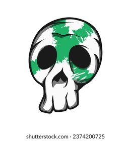 Mascot Skull With Green Texture Color Premium Vector