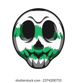 Mascot Skull With Green Texture Color Premium Vector
